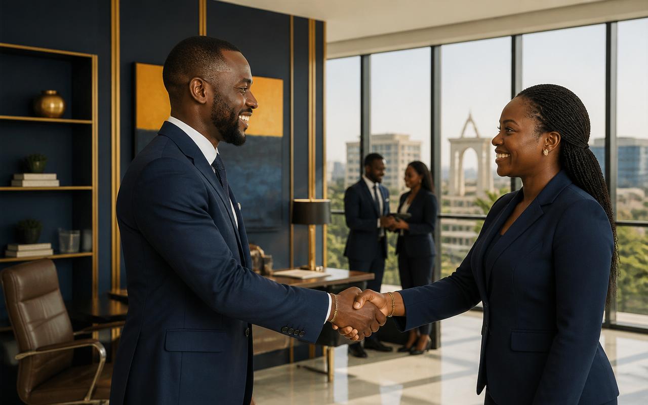AISM professionals meeting in a modern African executive office