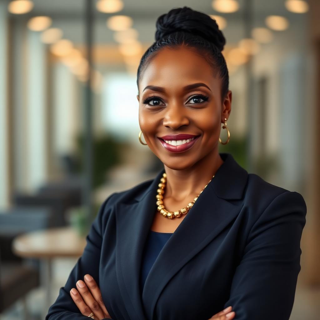 Confident African female executive leader