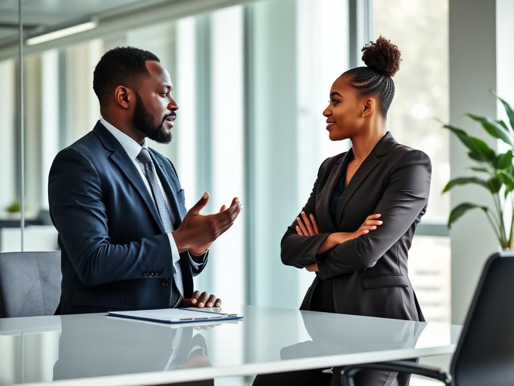 Senior executive mentoring a young professional